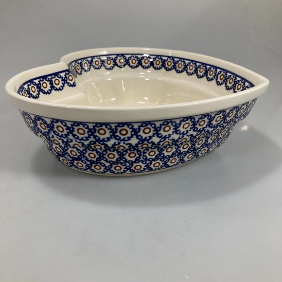 Bolesławiec Polish Pottery Heart Shaped Bowl 8.5x3 - Picture 4 of 7